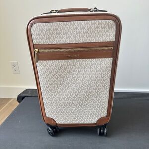Michael Kors Cream & Brown Rolling Carry-On Suitcase